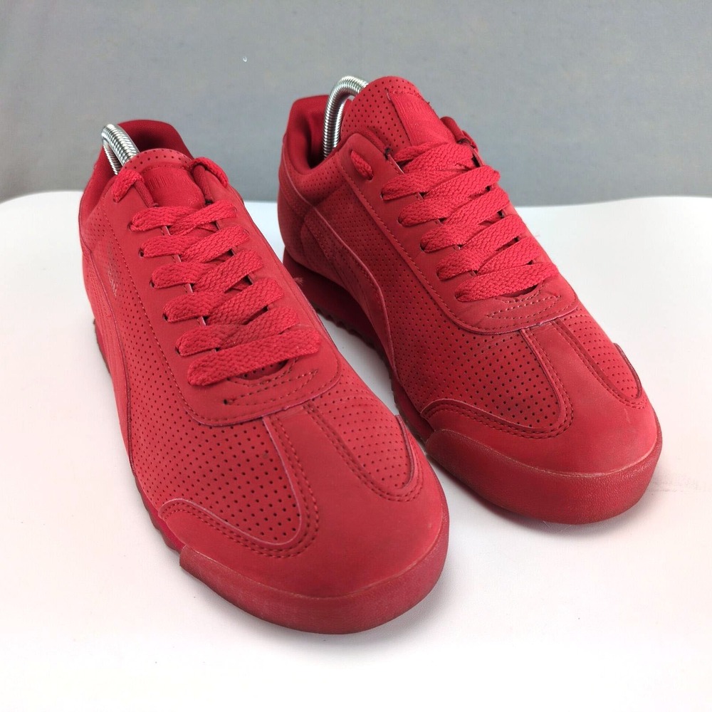 Puma Suede Courtside Perf Red Mens 8.5 Monochrome Perforated Sneakers 360983 02 - Picture 5 of 10